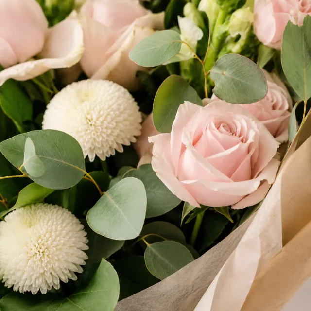 White and Pink Rose Bouquet