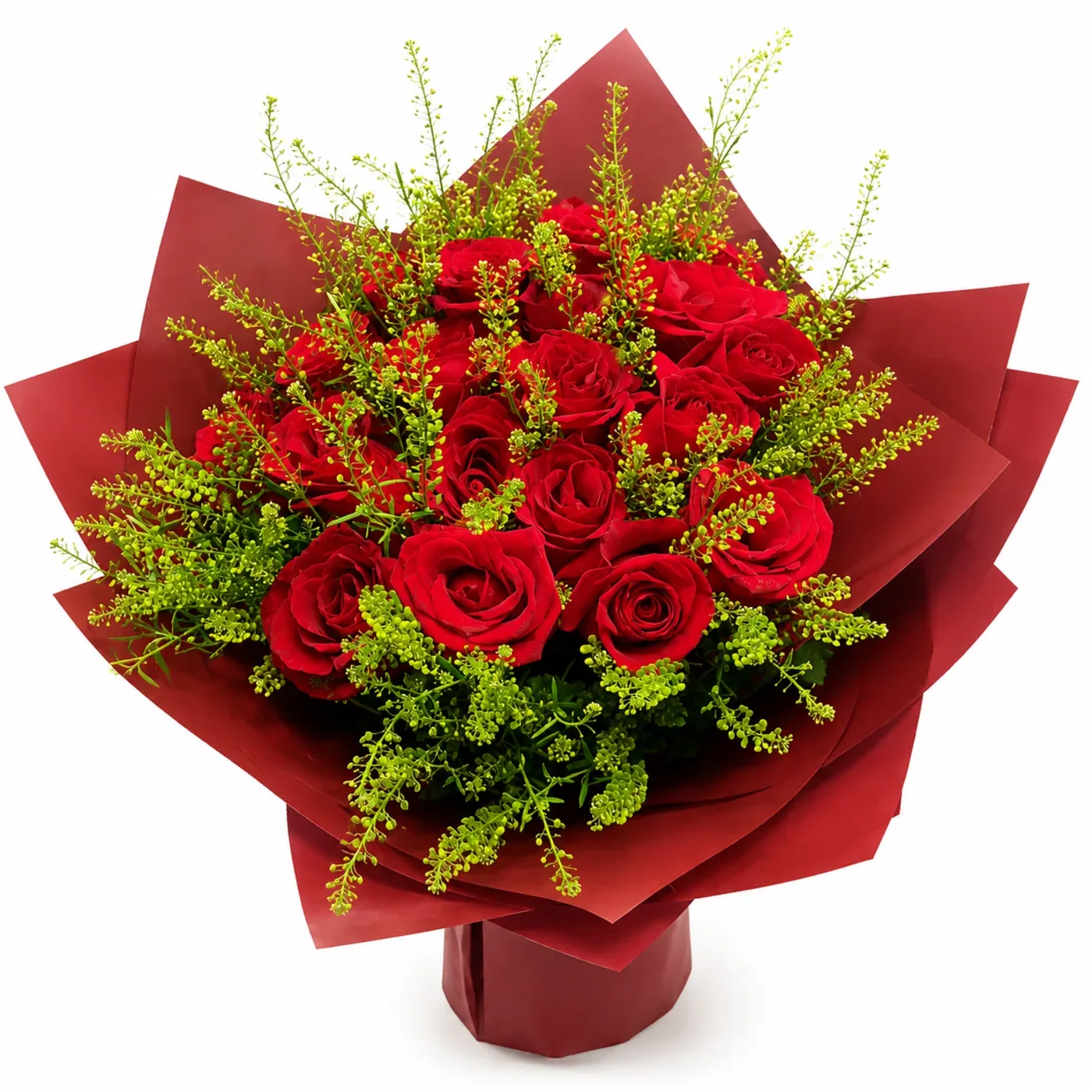 Red Rose and Solidago Bouquet