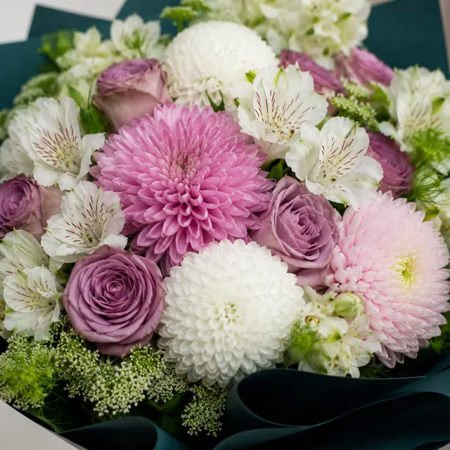 Lilac White Chrysanthemum Bouquet